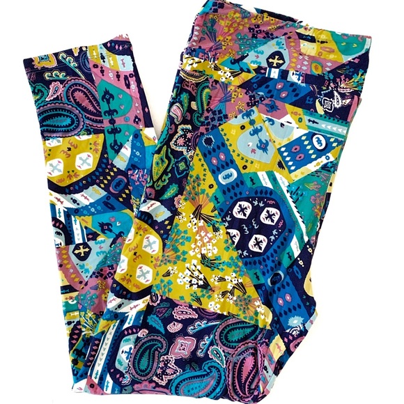 LuLaRoe Pants - NWOT LuLaRoe Paisley Patchwork Leggings TC2